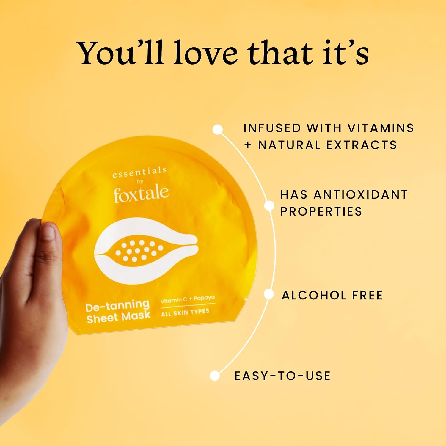 Foxtale Tan Removal Sheet Mask with Vitamin C and Papaya for Tan Removal, Men & Women, 26g thumbnail