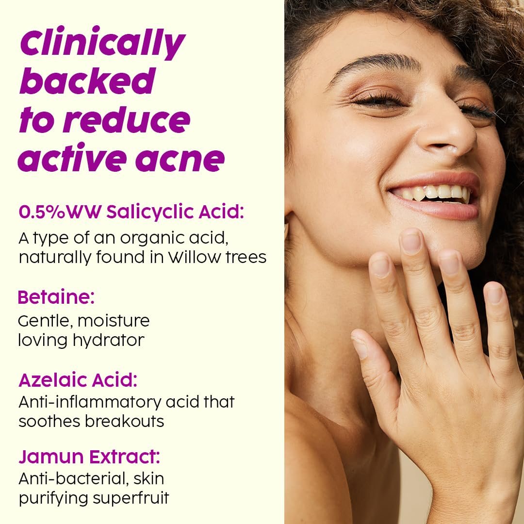 The Plant Fix Plix 0.5% w/w Salicylic Acid Jamun Face Wash Cleanser Gel For Active Acne & Oil Control, For Breakouts | Oily & Acne Prone Skin | Women & Men | 100 ml thumbnail