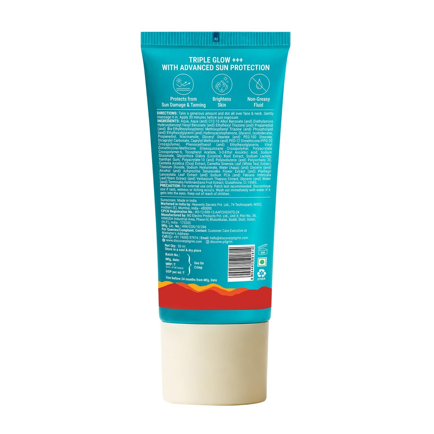 Pilgrim 5% Vitamin C Brightening Serum Sunscreen SPF 50+ PA++++ with Niacinamide & Glutathione | InVivo Tested New Gen UV Filters Broad Spectrum Sun Protection Gel | No White Cast - 50 ml thumbnail