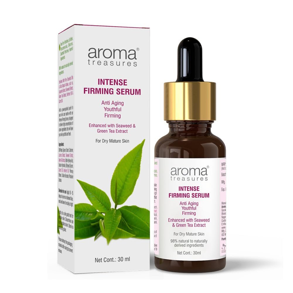Aroma Treasures Intense Firming anti ageing face serum for dry mature skin type - 30ml | 98% Natural to Naturally Derived Ingredients | enriched with Seaweed & Green Tea extracts