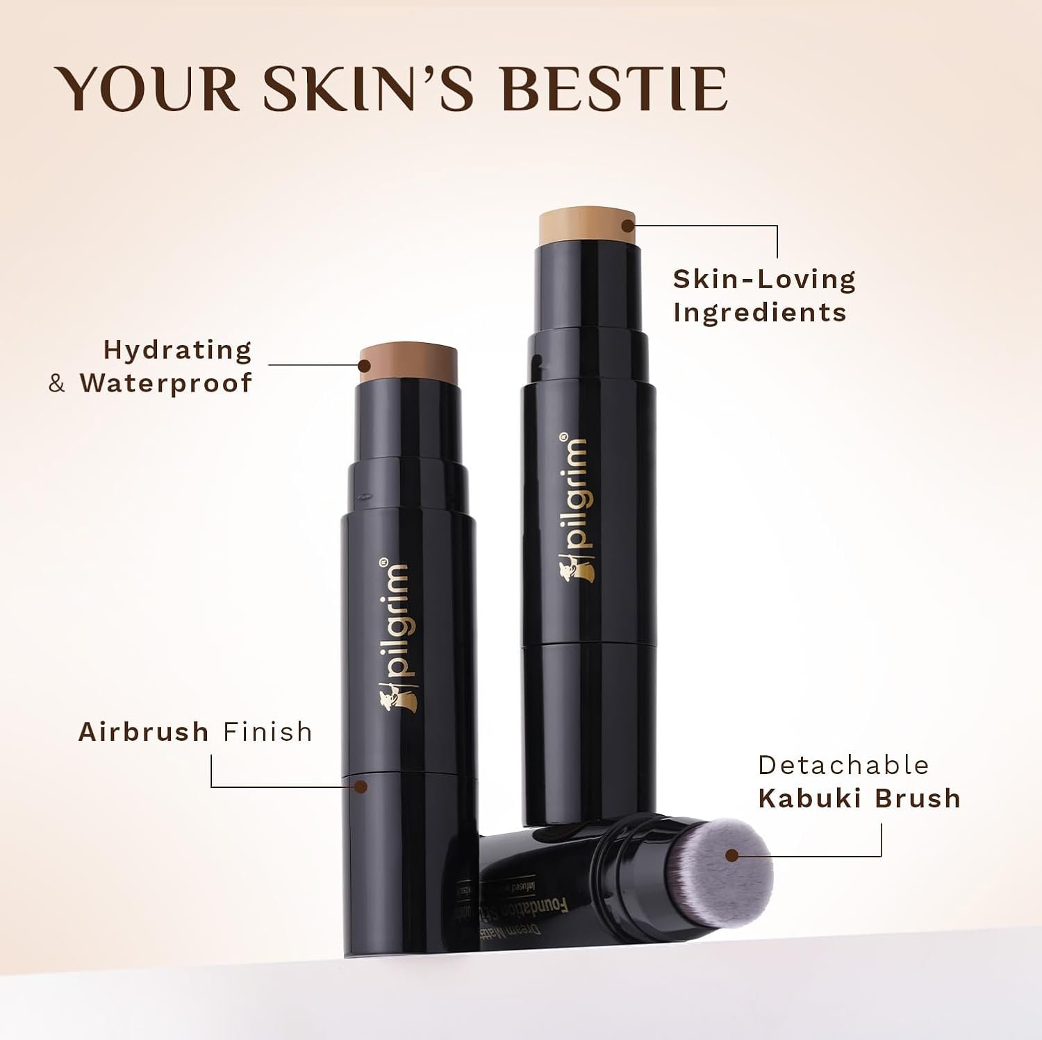 Pilgrim Dream Matte Foundation Stick Medium Sand -243 | Lightweight Full Coverage Air Brush Finish Infused with Vitamin C 10gm thumbnail