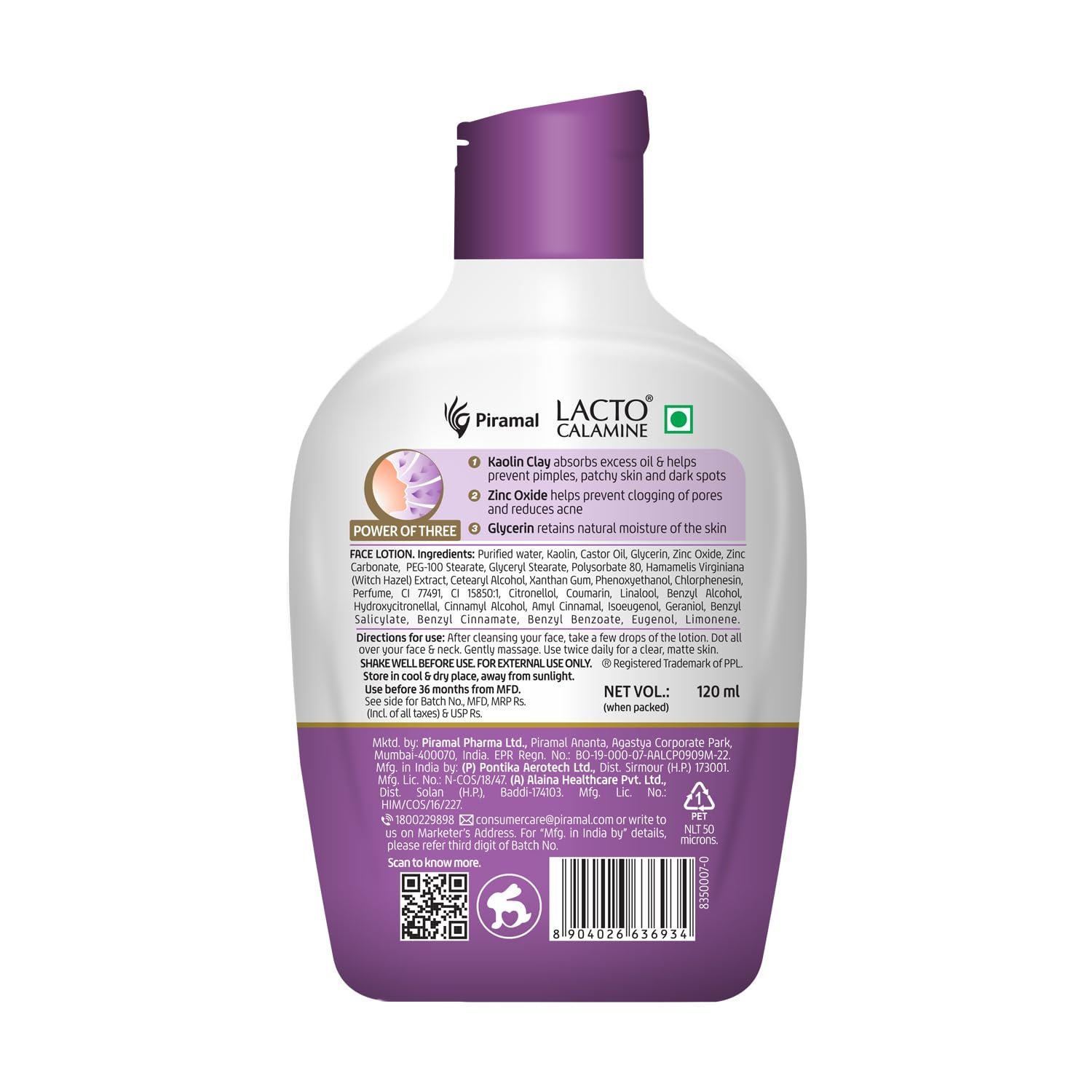 Lacto Calamine Face Lotion | 120ml | Daily Moisturizer For Face - Oily Skin |Fights Pimples, Darkspots & Blackheads | thumbnail