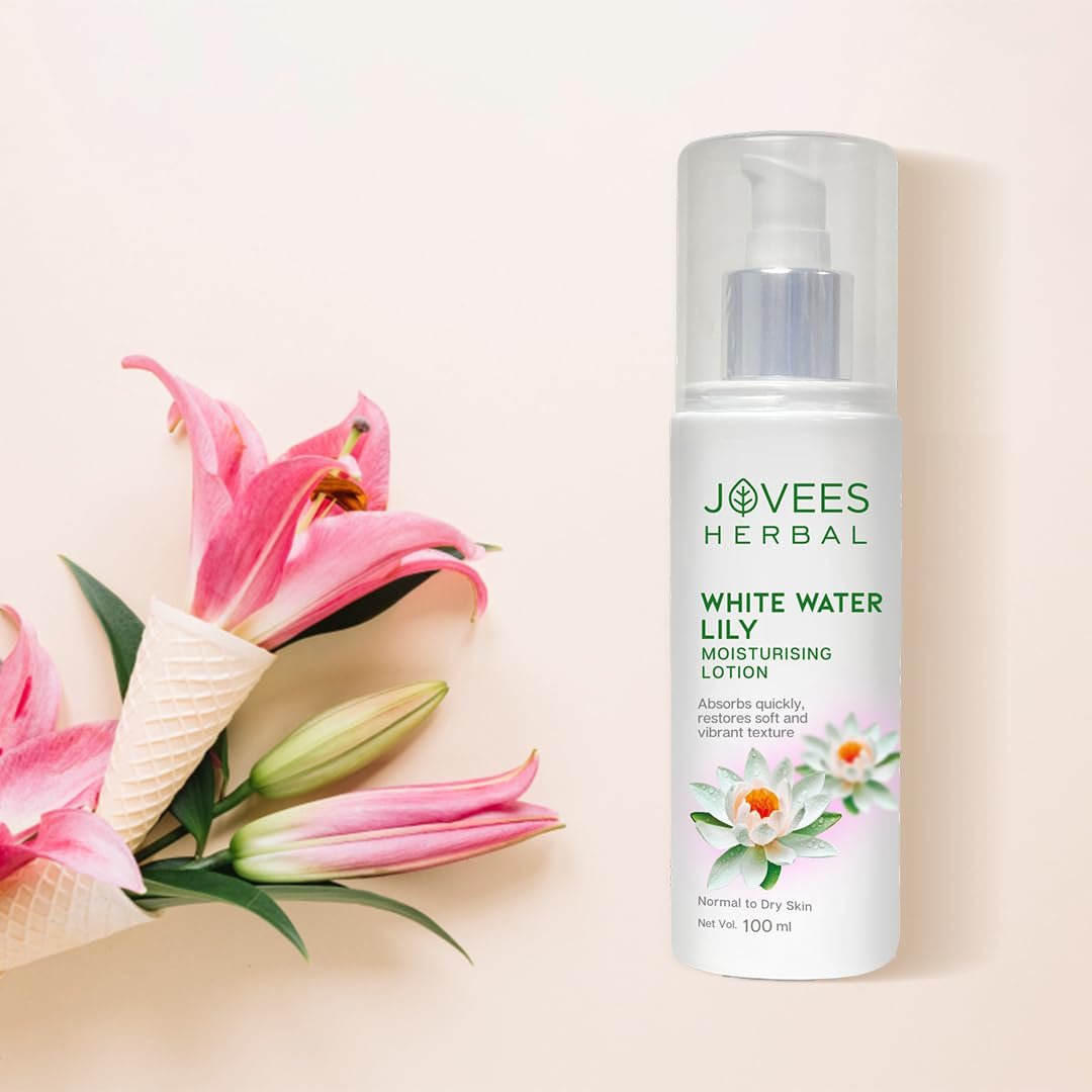 Jovees Herbal White Water Lily Moisturizing Lotion | For Normal to Dry Skin | Lightweight, Non-Sticky, Optimum Moisturization | 100ml thumbnail