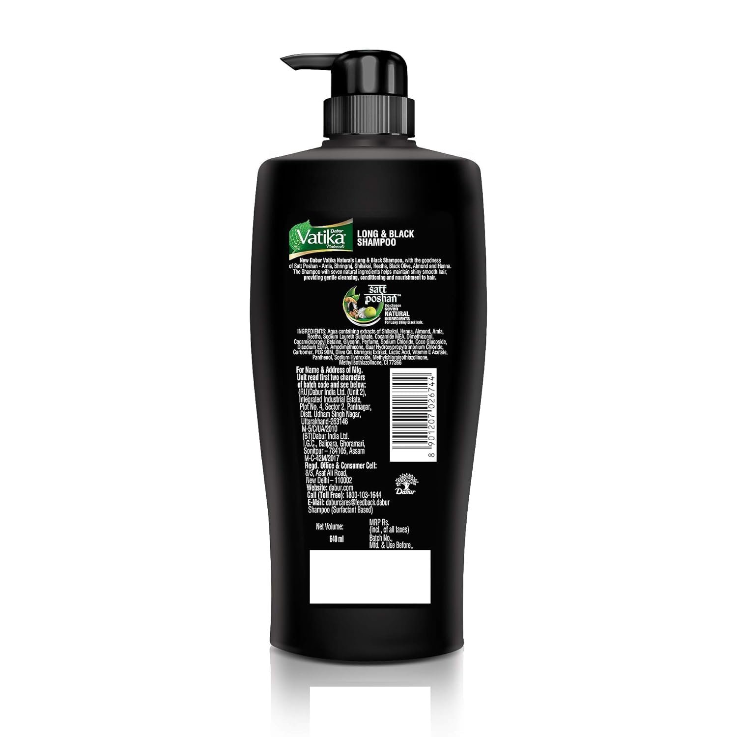 Dabur Vatika Long & Black Shampoo - 640 ml | With Amla & Bhringraj | For Shiny, Long & Black Hair | No Added Parabens | Provides Gentle Cleansing, Conditioning & Nourishment to Hair thumbnail