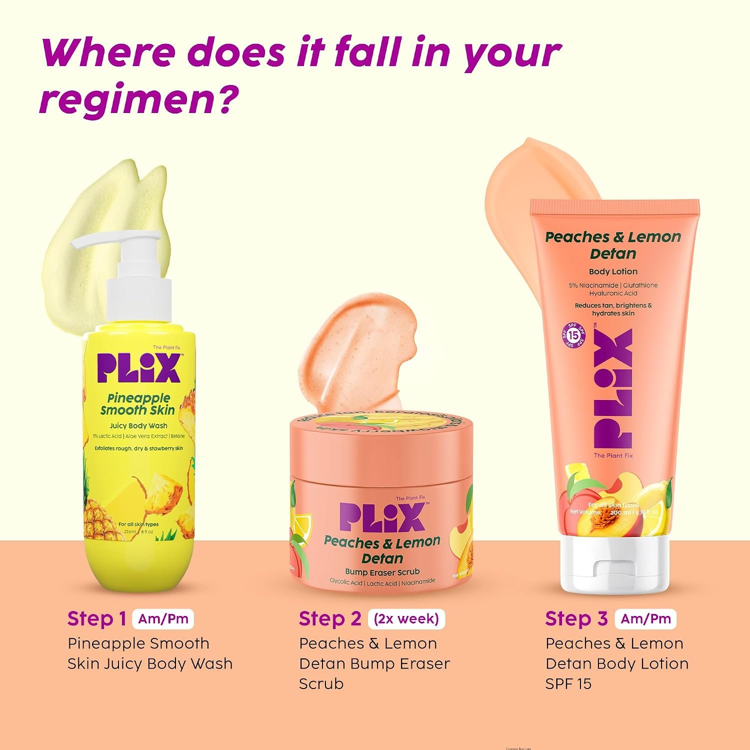 PLIX - THE PLANT FIX Peaches & Lemon Detan Bump Eraser Scrub (200g) | Exfoliating Scrub | Removes Tan & Restores Skin’s Moisture, Reduces Dark Spots, Uneven Skin Tone, & Reveals Softer Smoot thumbnail
