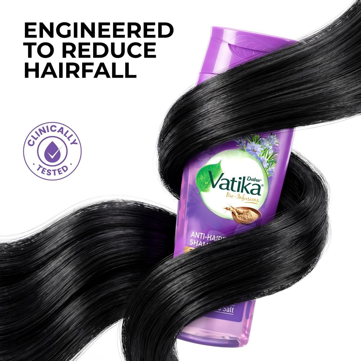Vatika Bio-Infusions Anti Hairfall Shampoo | Tuscan Rosemary & Ginseng | 2% Plant Biotin + Vitamin B7 | 98% Reduction in Hairfall | Boost Hair Growth thumbnail