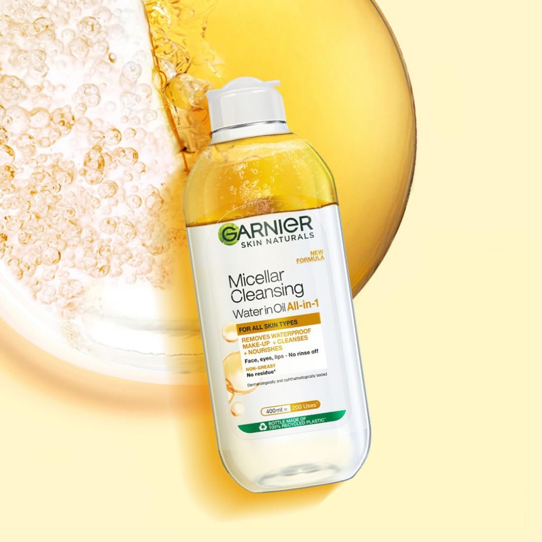 Garnier Micellar Oil-Infused Cleansing Water for Waterproof Makeup, 400ml Gently removes makeup, cleanses your skin and makes it feel softer and nourished | thumbnail