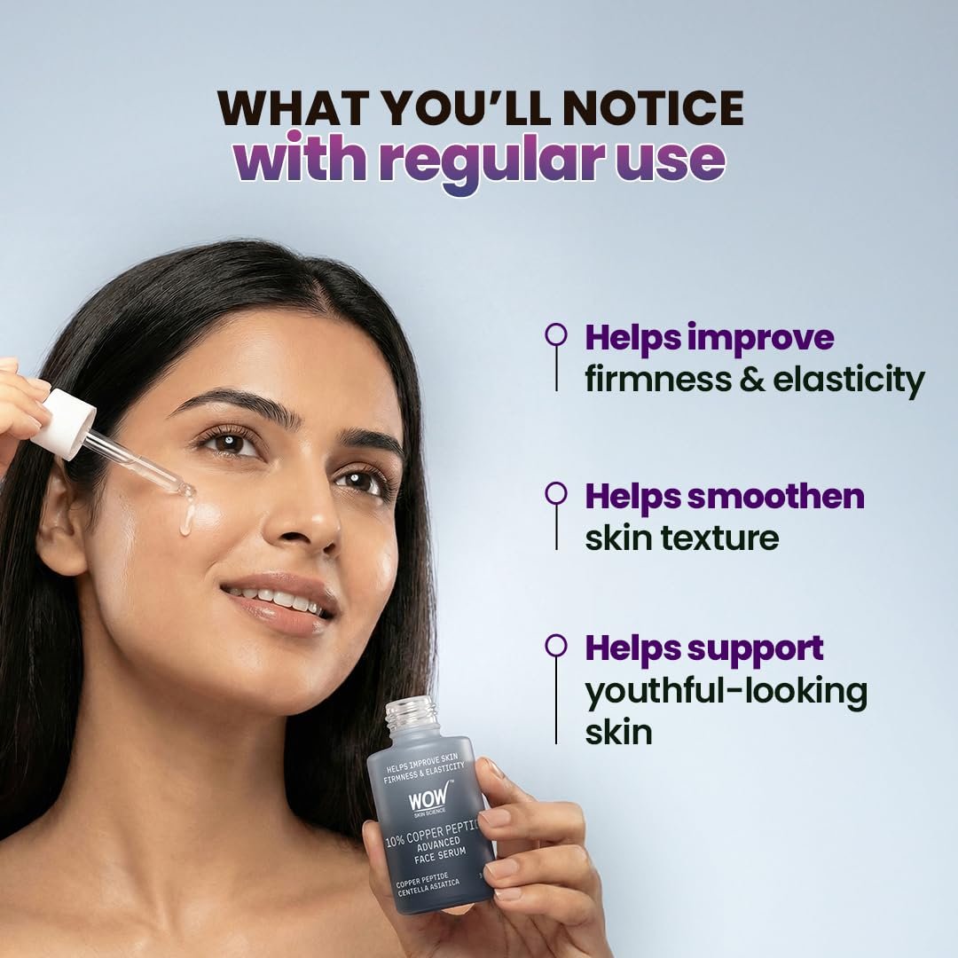 WOW Skin Science 10% Copper Peptide Advanced Face Serum | Copper Peptide + Centella Asiatica | Improves Firmness, Elasticity & Fine Lines | Anti‑Ageing Repair Serum 30ml thumbnail