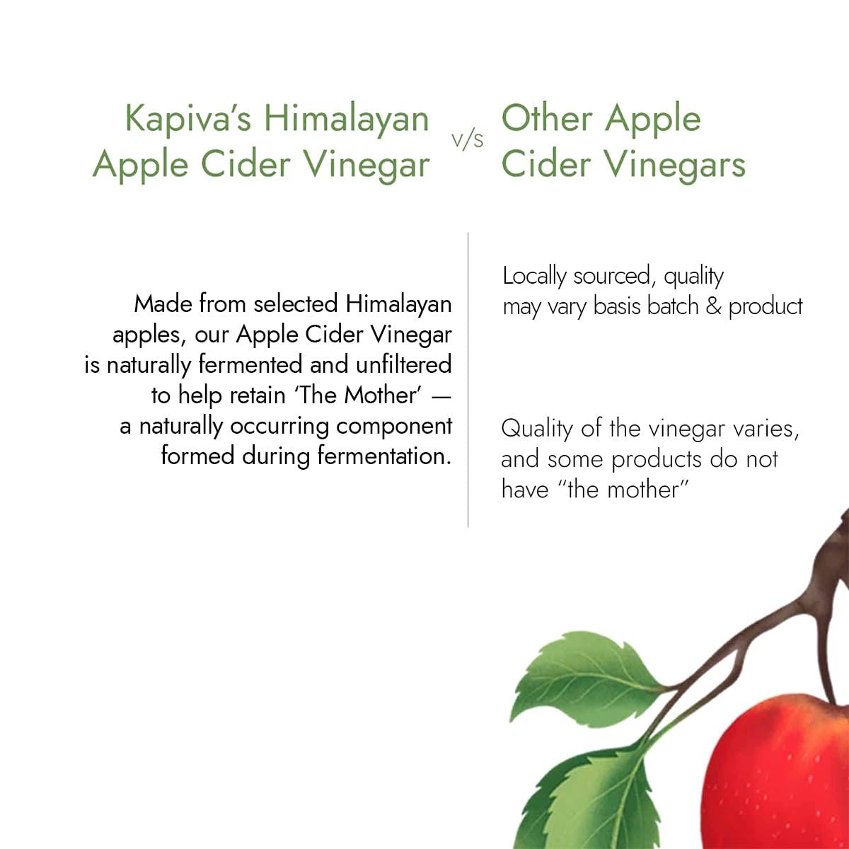 Kapiva Himalayan Apple Cider Vinegar with Mother 500ml | Raw & Unfiltered | Helps with Digestion & Weight Care thumbnail