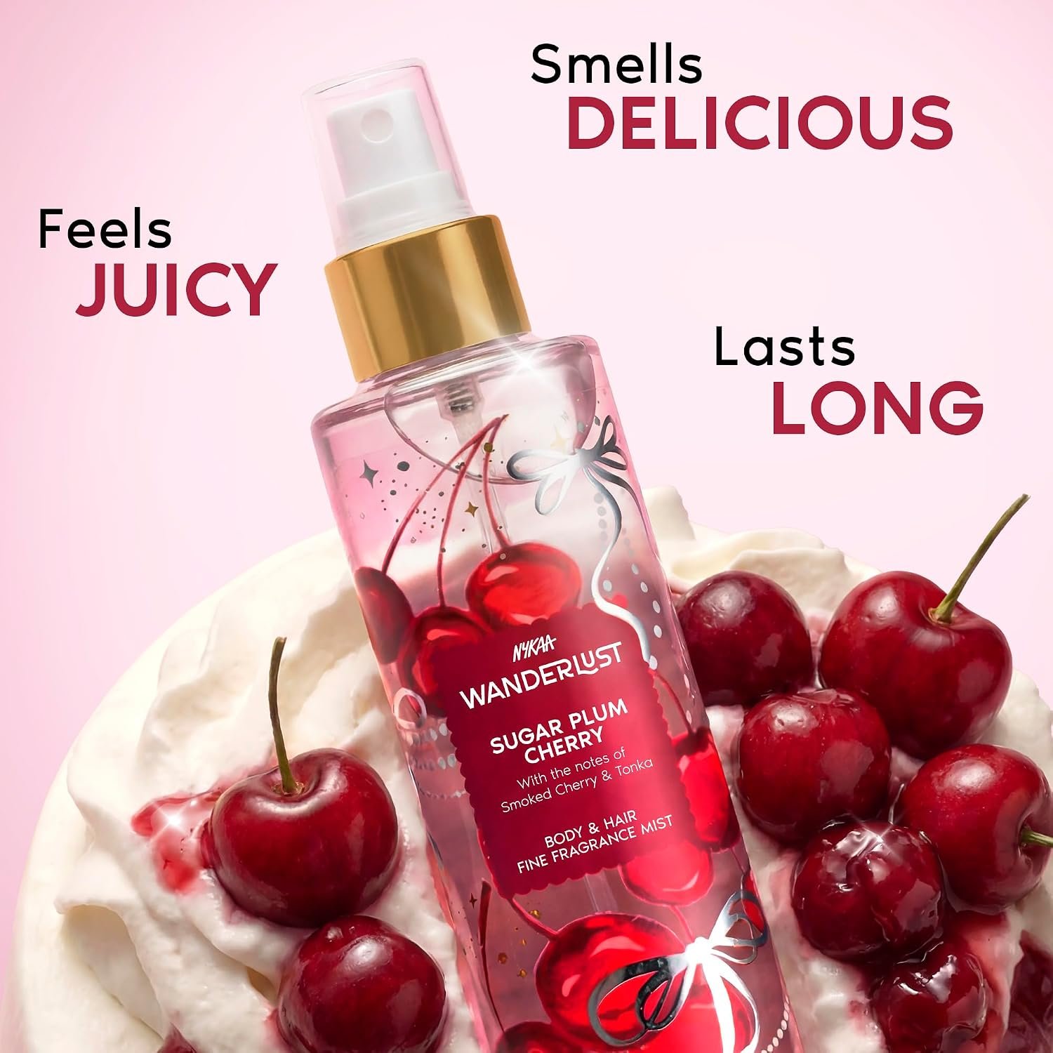 Nykaa Wanderlust Sugar Plum Cherry Perfume Body & Hair Mist, Notes of Cherry & Raspberry, 8 Hrs Long-Lasting Everyday Fragrance, 200 ml thumbnail