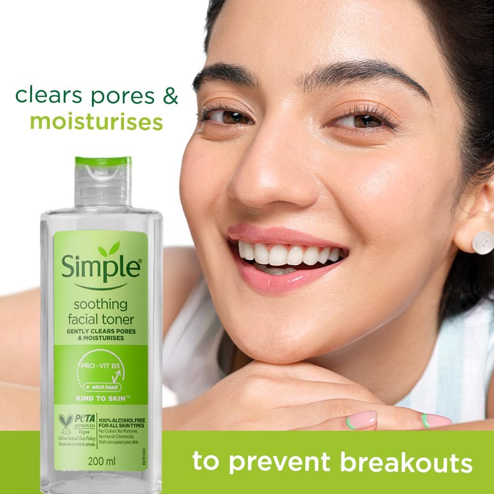 Simple Kind to Skin Soothing Facial Toner 200ml | Keeps skin toned & refreshed and restores the skin's natural PH level | For All Skin types thumbnail