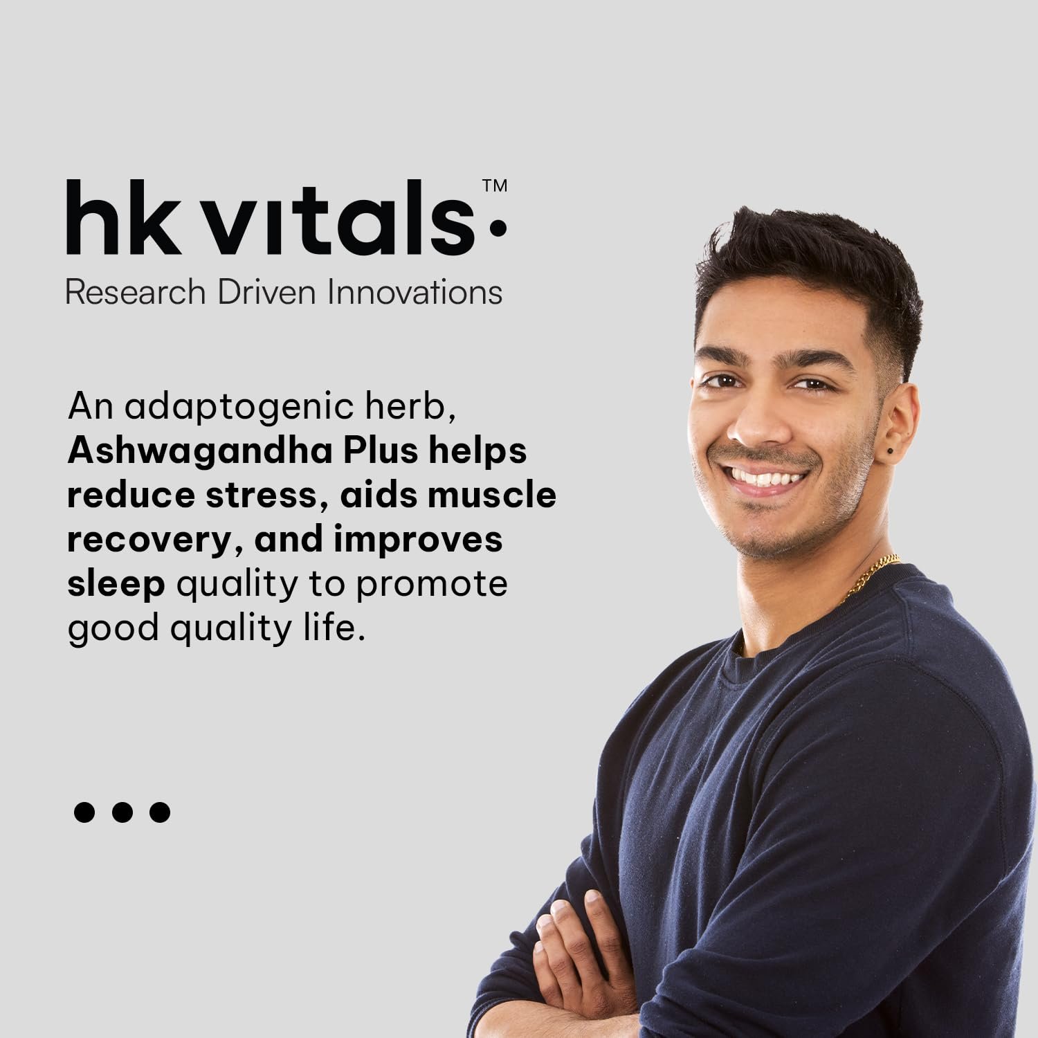 hk vitals Ashwagandha Plus with Tulsi Extract 500mg, 60 Tablets Improves Muscles Strength | Energy and Immunity Booster thumbnail