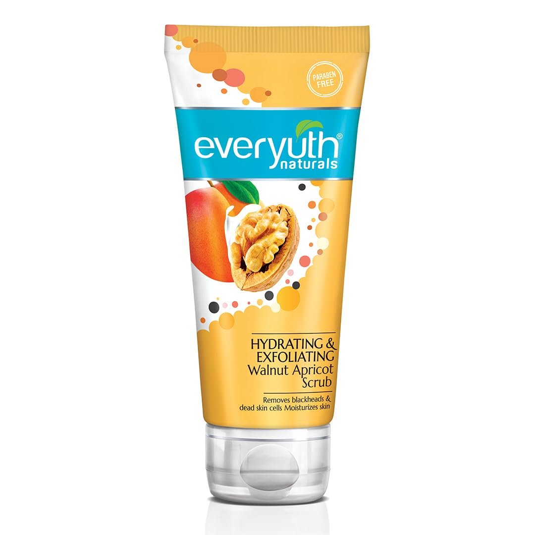 Everyuth Naturals Hydrating & Exfoliating Walnut Apricot Face Scrub|Removes Blackheads & Moisturizes|Walnut Shell & Apricot|Oily, Dry, Normal, Combination, Sensitive Skin-100g Tube
