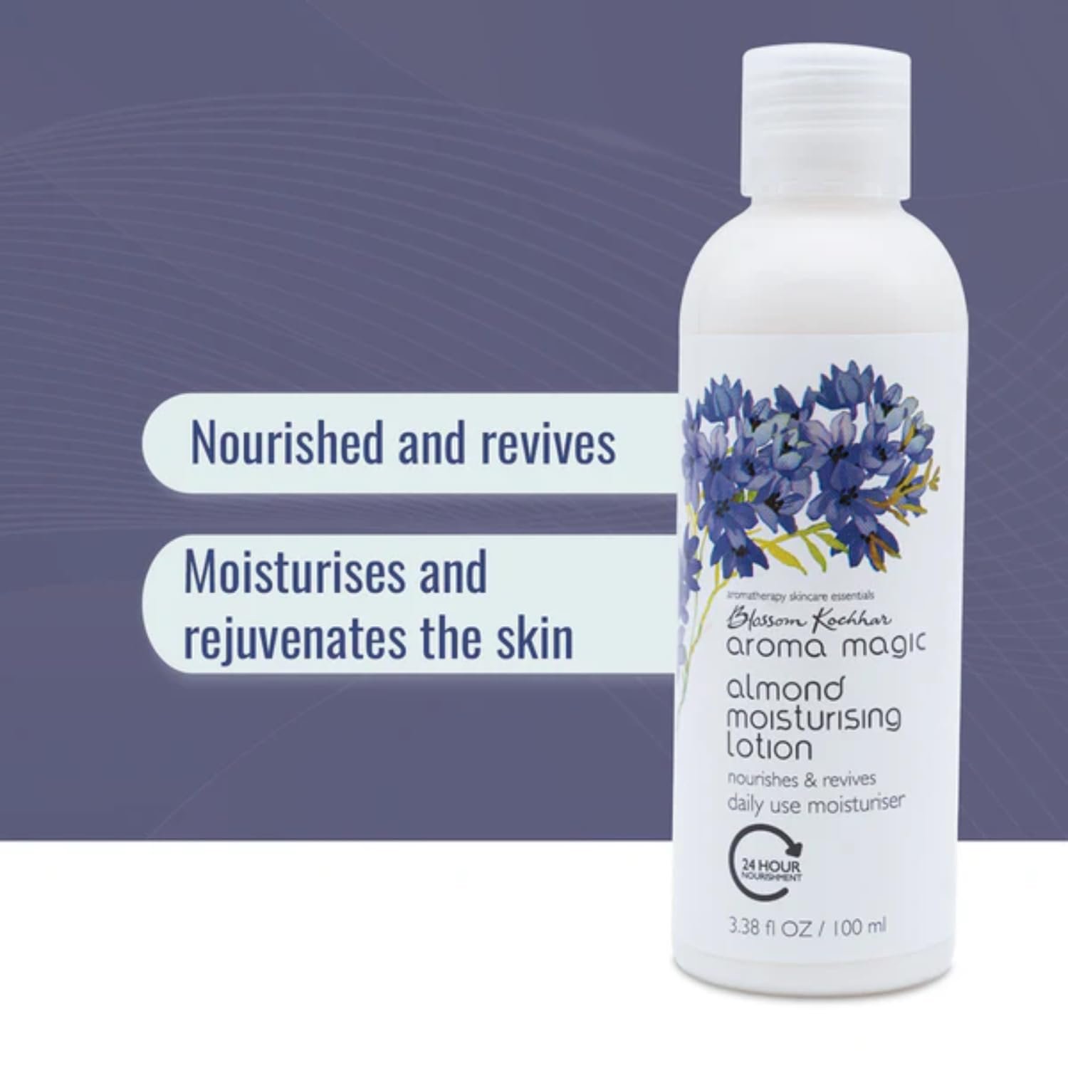 Aroma Magic Almond Moisturising Lotion SPF 15| for 24H nourishment |Moisturizes & revives skin| lotus leaf extracts, jojoba oils, geranium & rose essential oils| 100ml thumbnail