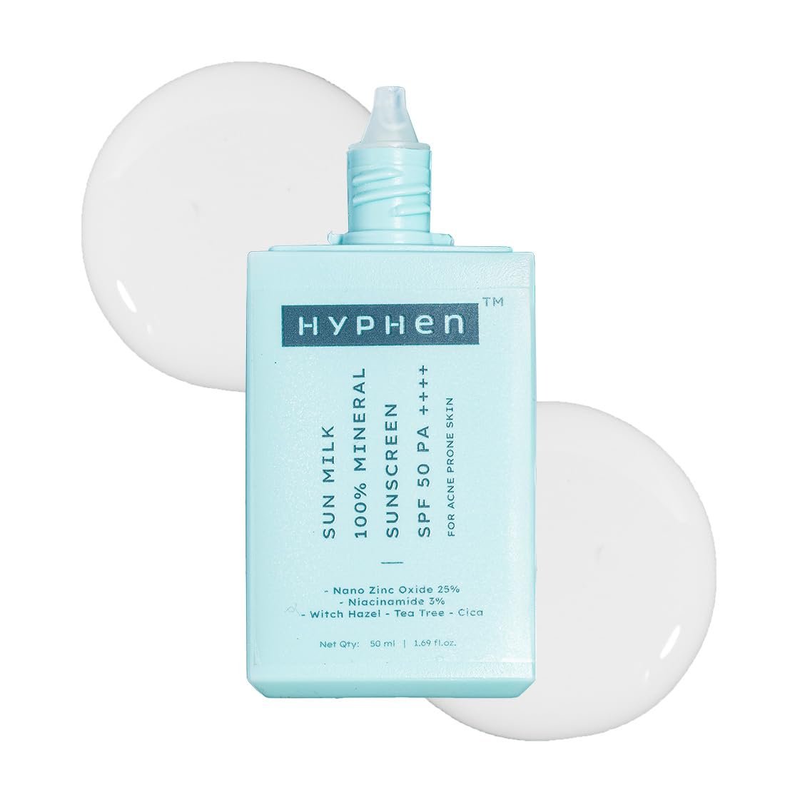 Hyphen SUN MILK 100% MINERAL SUNSCREEN SPF 50 PA++++ UV+ Bluelight Protection, 25% Nano Zinc Oxide | In-Vivo Certified | Sensitive, Acne Prone & Oily Skin, Water Resistant Sun Protect |50 ml thumbnail