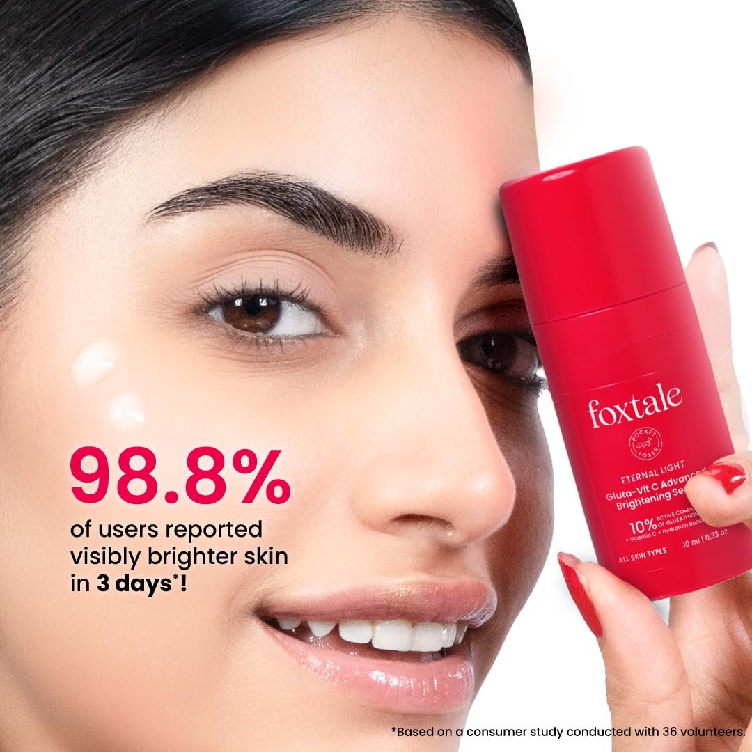 Foxtale 10% Vitamin C-Glutathione Brightening Face Serum for Glowing Skin, Treats Dark Spots, Pigmentation & Dullness, Beginner & Sensitive Skin Friendly | All Skin Types | 10ml thumbnail
