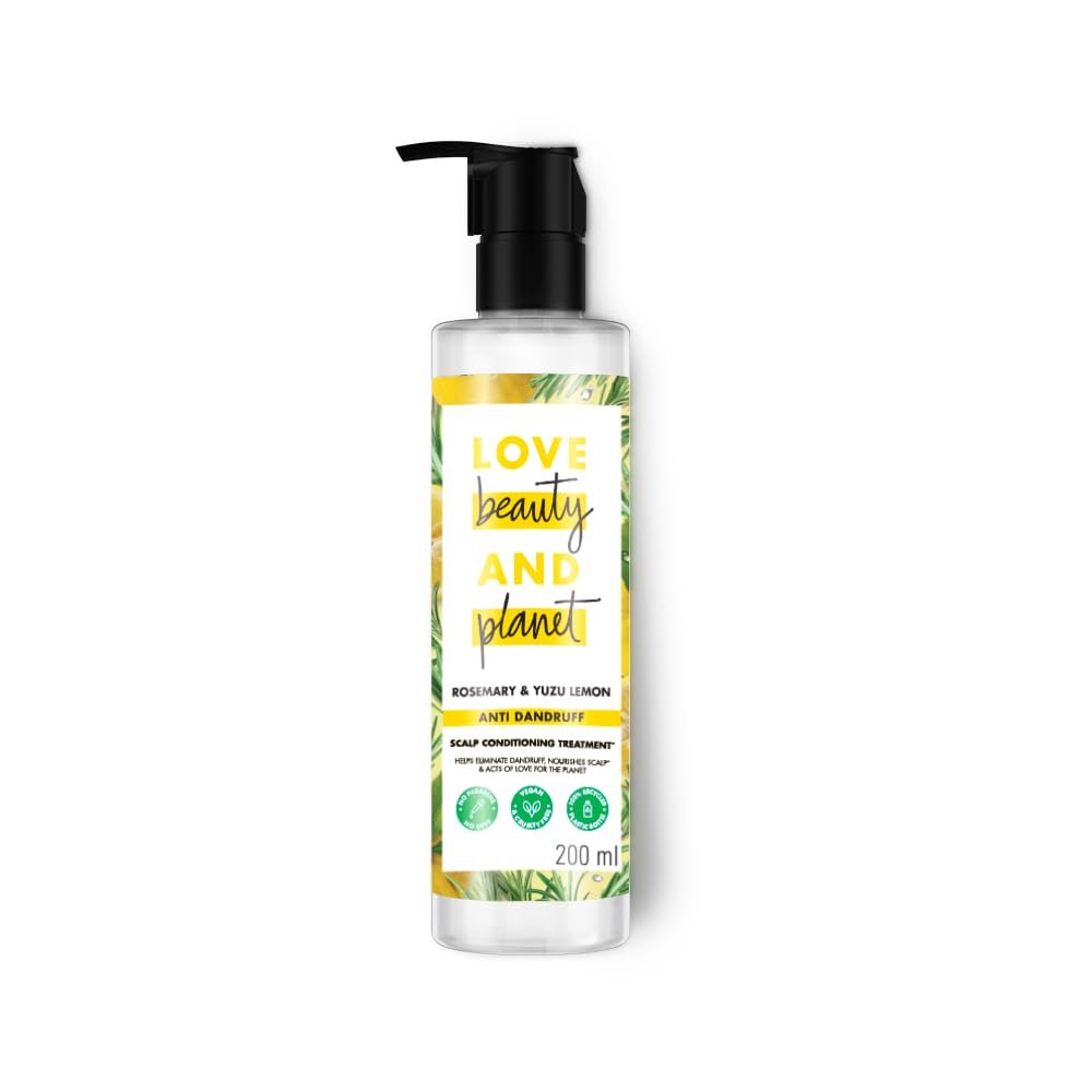 Love Beauty and Planet Rosemary & Yuzu Lemon Scalp Conditioning Treatment, Nourishing Scalp Care for a Refreshed and Healthy-Looking Scalp, 200ml