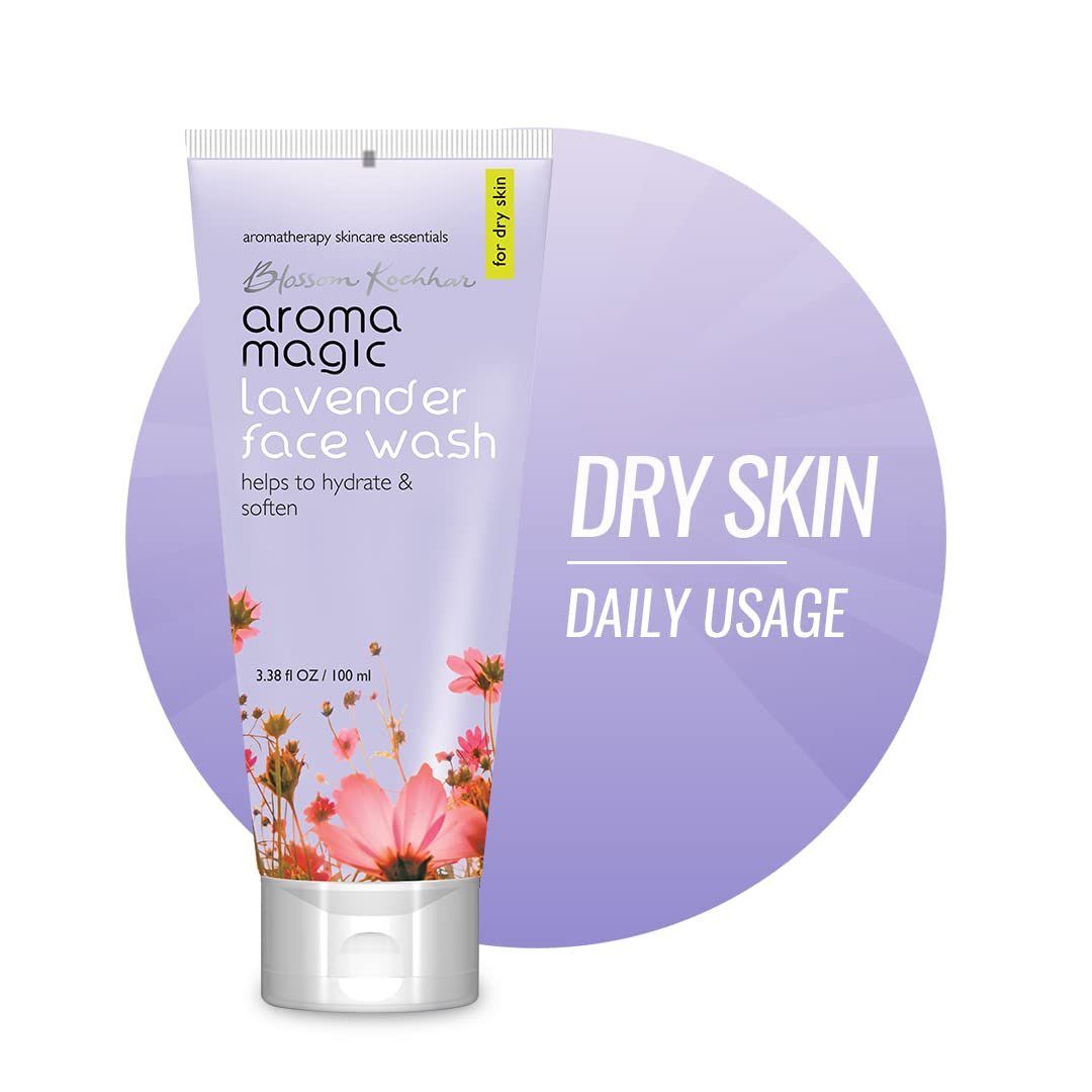 Aroma Magic Lavender Face Wash – Hydrating & Nourishing Cleanser with Rose Oil & Orange Extract for Dry & Sensitive Skin – 100ml