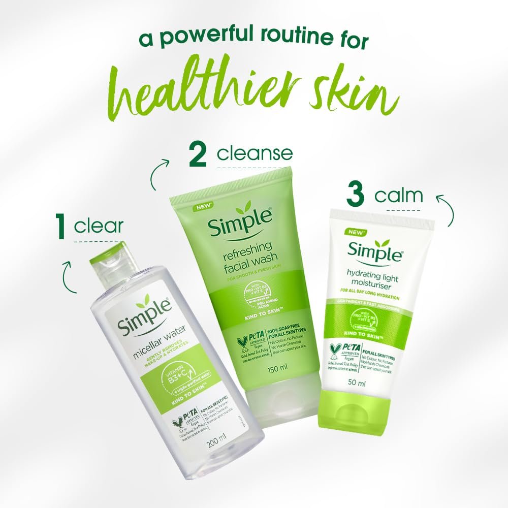Simple Hydrating Light Moisturiser, 50ml | 12hr Hydration | With Niacinamide, Pro-Vitamin B5, Glycerin & Borage Seed Oil | Lightweight, Non-Greasy Formula | For Soft, Smooth Skin thumbnail