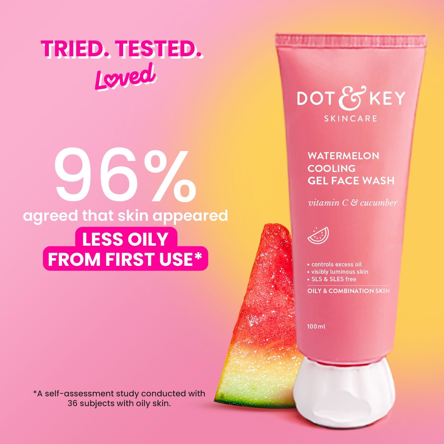 Dot & Key Watermelon Cooling Gel Face Wash With Vitamin C & Cucumber | Face Wash For Glowing Skin|Oil Free |Removes Excess Oil & Dirt | 100ml thumbnail