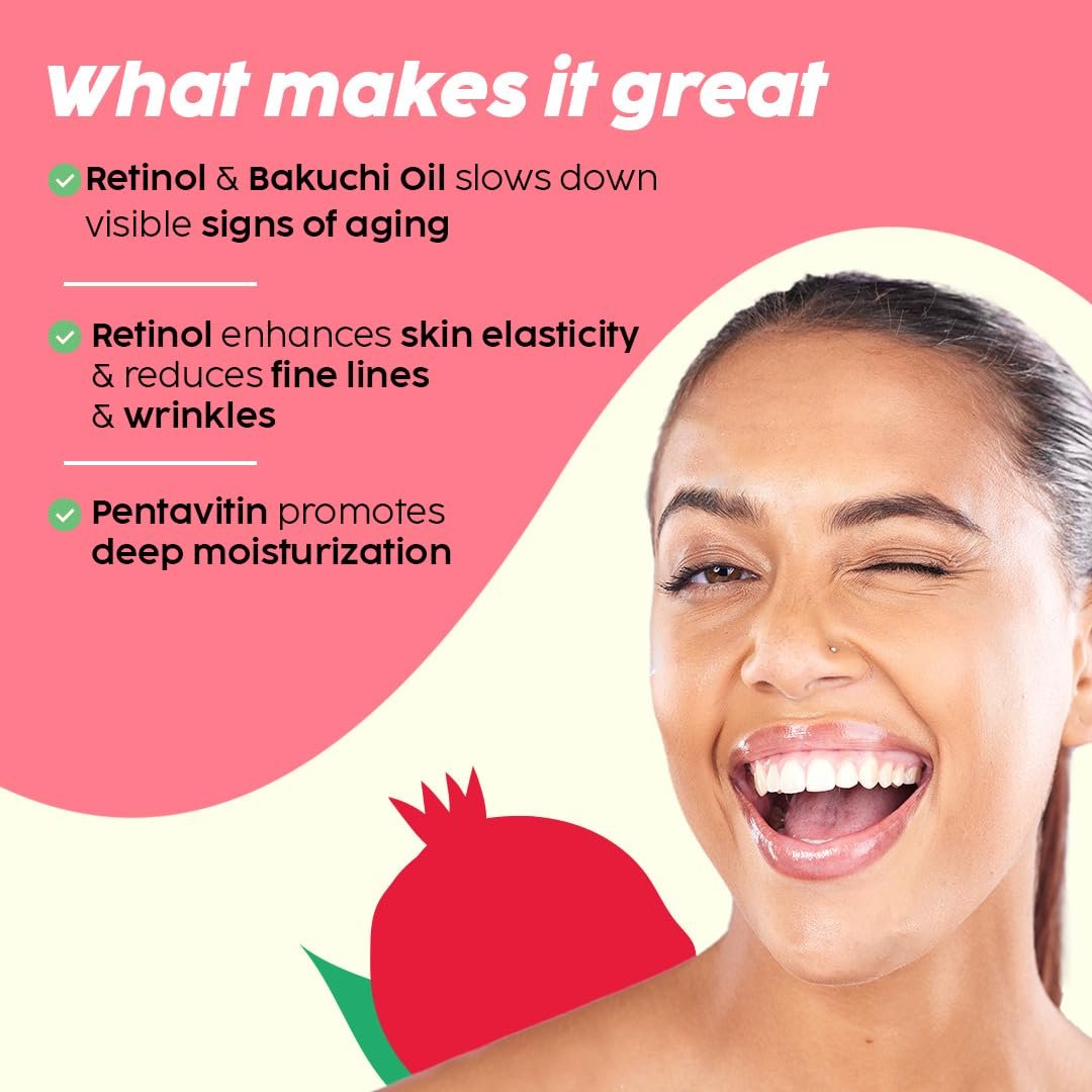 PLIX The Plant Fix Pomegranate 0.6% Retinol & 0.2% Bakuchi Oil Face Serum | Anti-Ageing Serum for Fine Lines & Wrinkles | Helps Smooth & Firm Youthful-Looking Skin | For Men & Women |30ml thumbnail