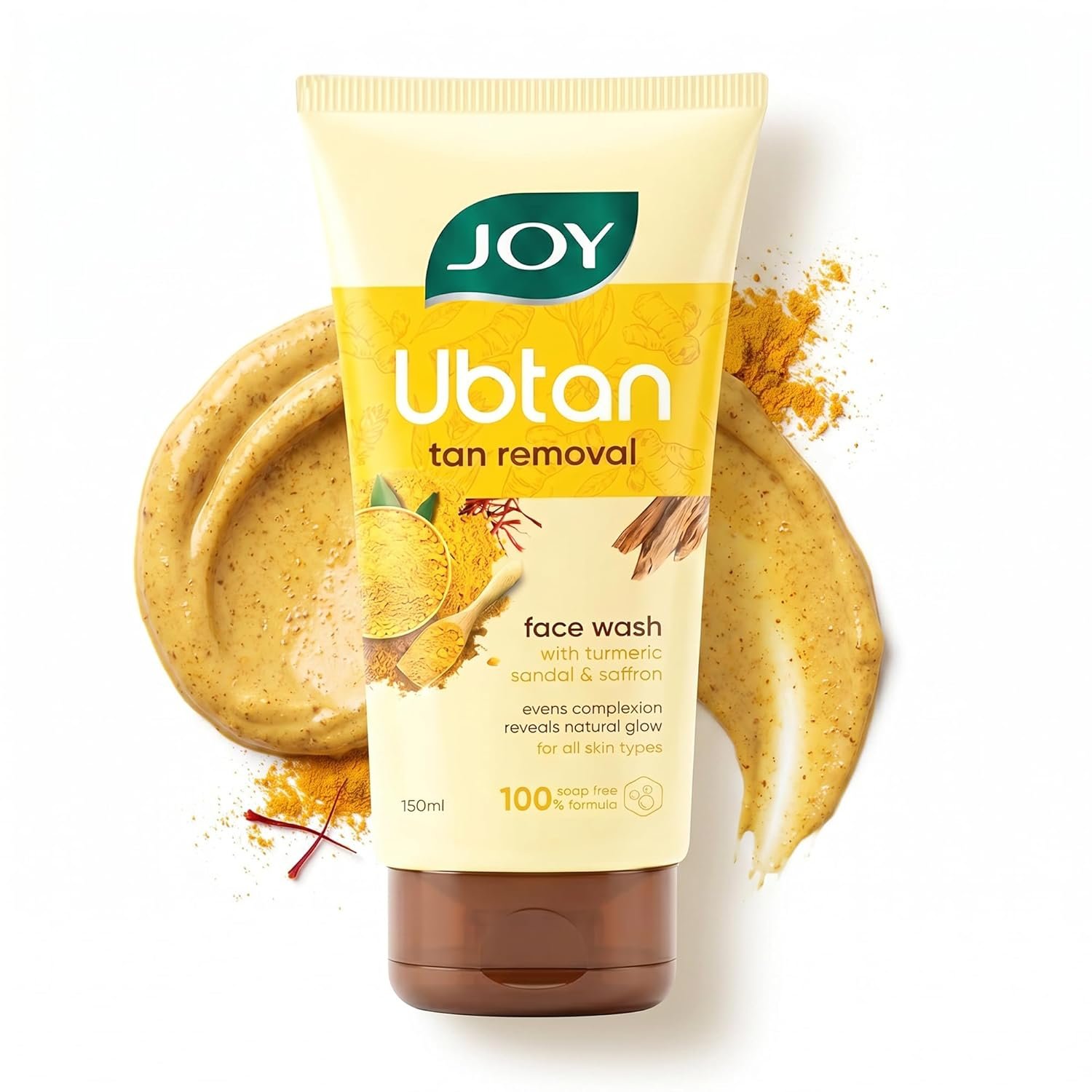 Joy Ubtan Tan Removal Face Wash 150ml | Detan Facewash | Brightens, Removes Dirt & Blemishes for a Natural Glowing Skin | Enriched With Turmeric, Saffron & Sandalwood | thumbnail