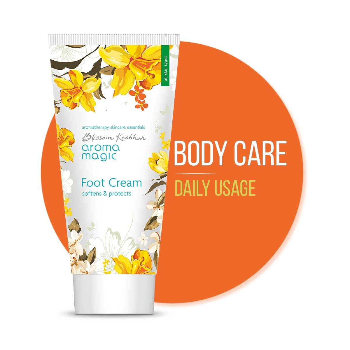 Aroma Magic Foot Cream 50gm | Softens, Moisturises & Heals Cracked Heels | With Shea Butter, Coconut Oil, Apricot Oil, Mint & Tea Tree | Repairs Dry, Tired Feet | Non-Greasy, Paraben-Free