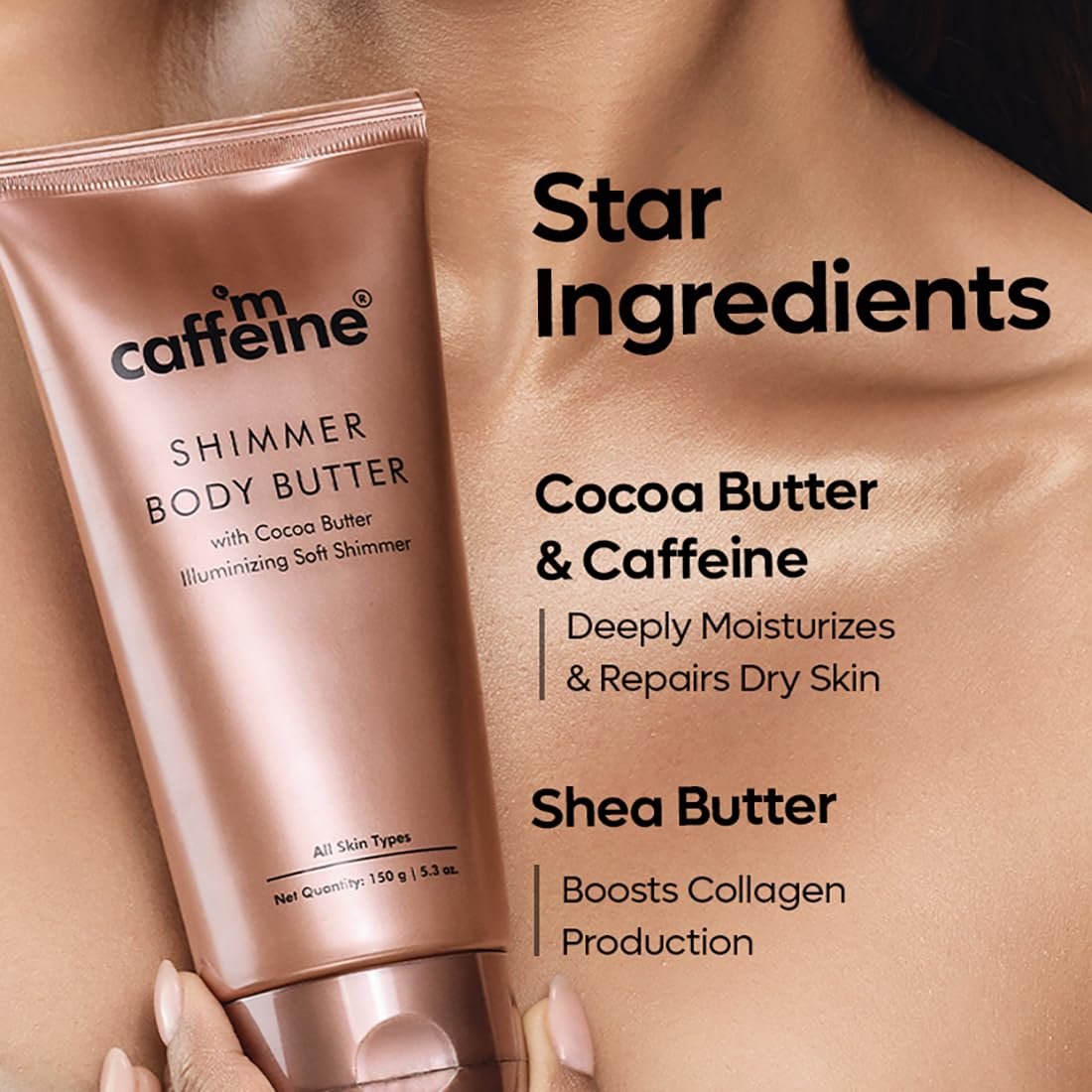 mCaffeine Shimmer Body Butter With Cocoa Butter For Shimmery & Glowing Skin (150 g) thumbnail
