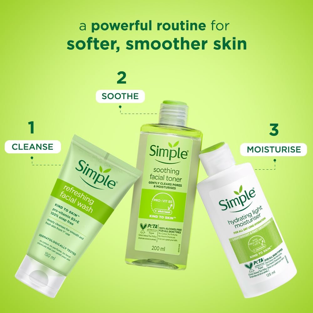 Simple Kind to Skin Soothing Facial Toner 200ml | Keeps skin toned & refreshed and restores the skin's natural PH level | For All Skin types thumbnail