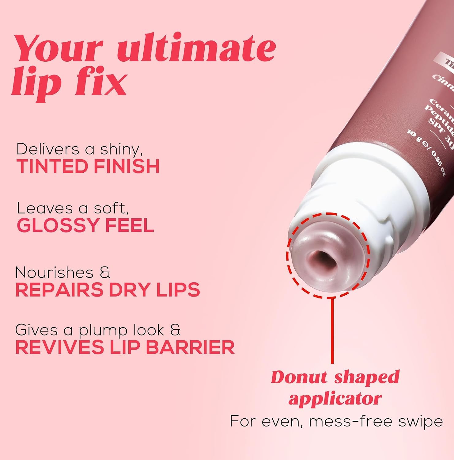 RENEE Juicy Fix Tinted Lip Balm- Cinnamon Glaze | Shiny, Glossy Finish | Protects Lips With SPF 30 | Repairs & Nourishes Dry, Flaky Lips | With Peptides, Ceramides & Hyaluronic Acid | 10 g thumbnail