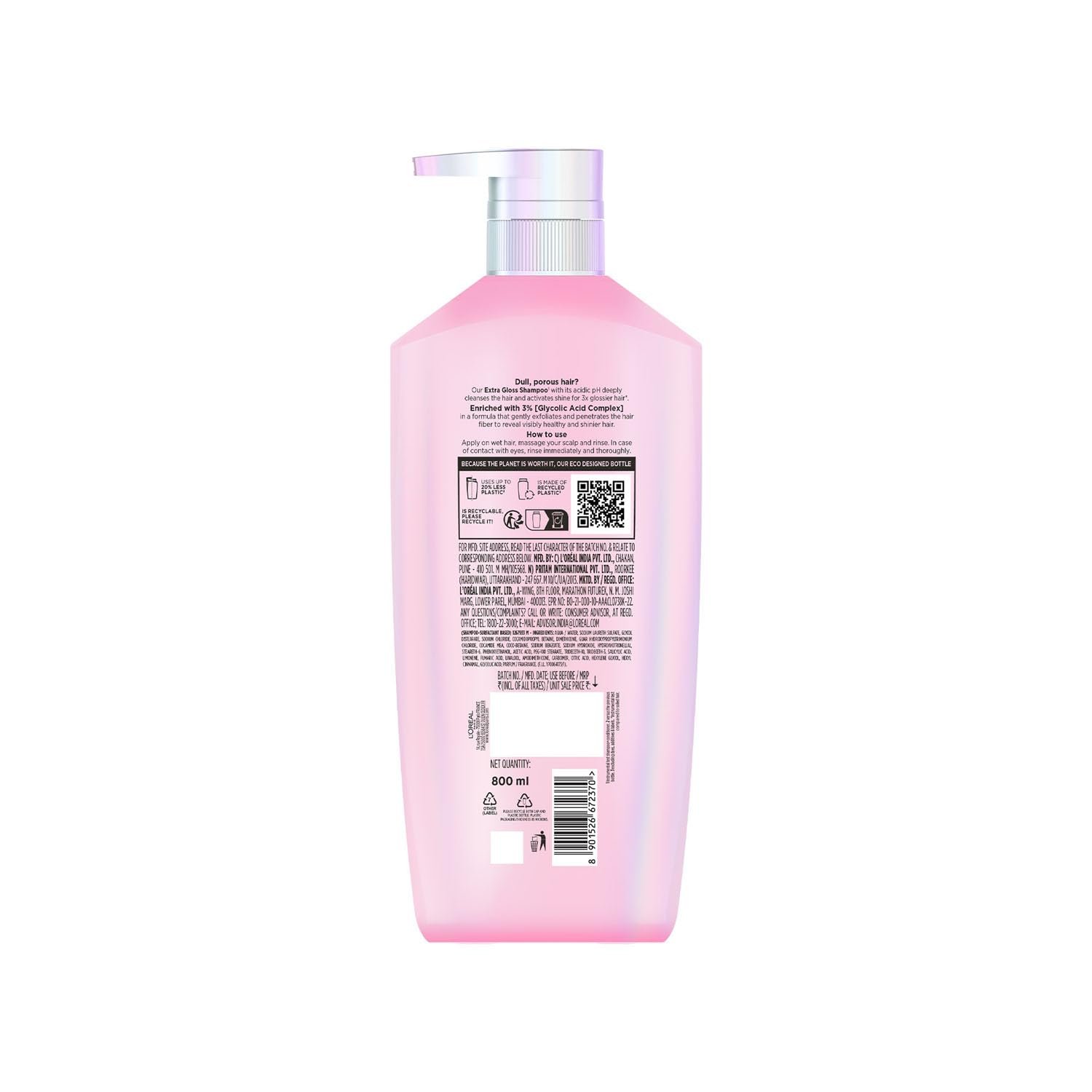 L'Oreal Paris Glycolic Gloss Shine Boosting Shampoo - 3X Gloss, 800ml thumbnail