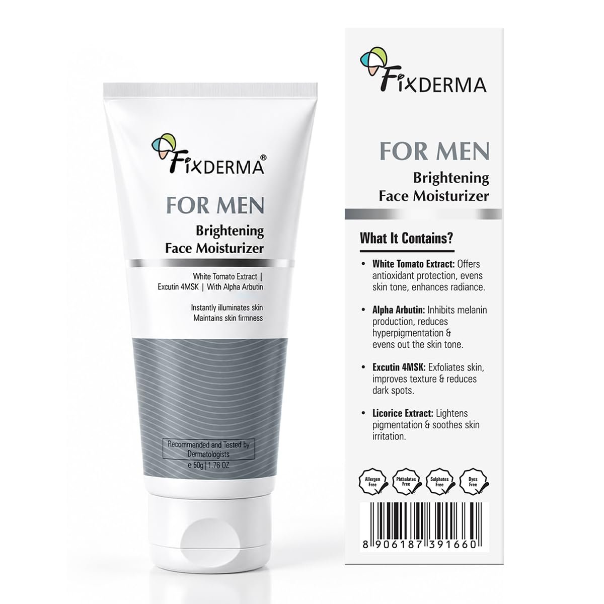 Fixderma Brightening Face Moisturizer for Men | Helps Reduce & Even Skin Tone | Hydrating Moisturizer for Bright, Smooth & Healthy-Looking Skin | 50g thumbnail