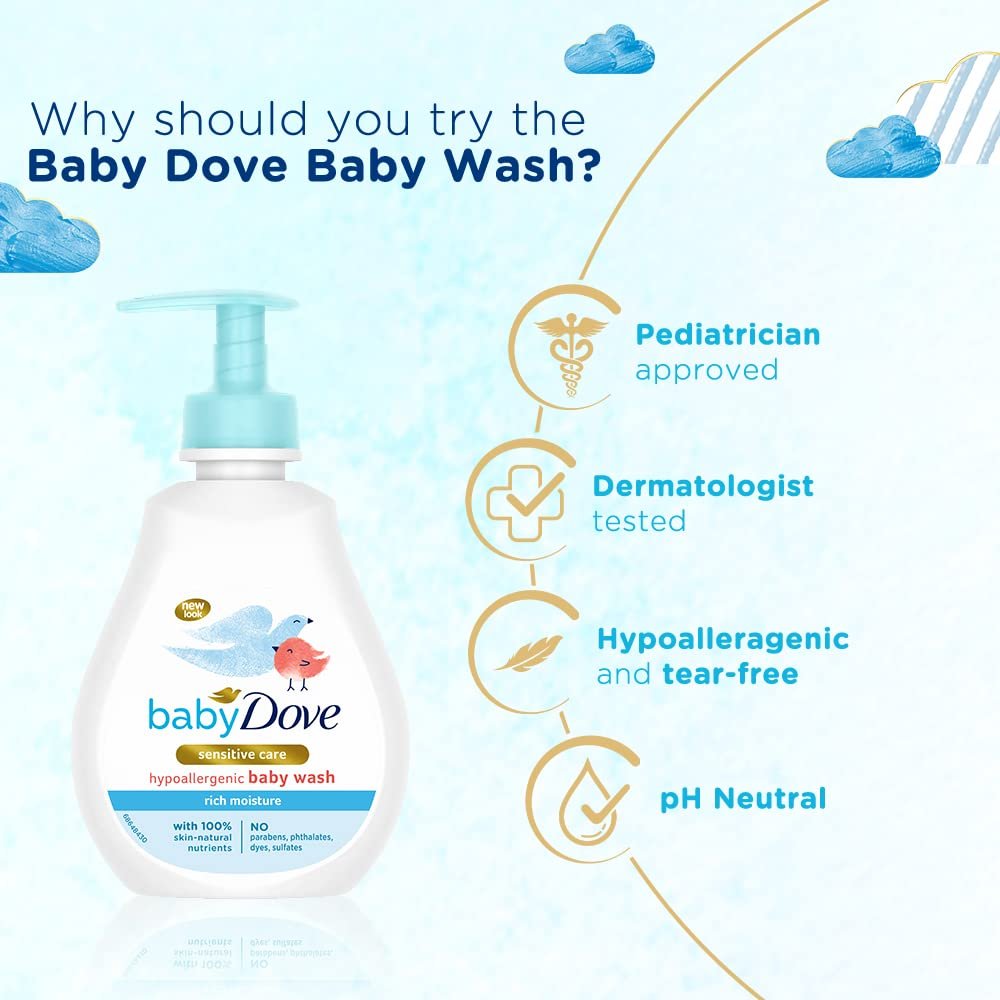 Baby Dove Rich Moisture Hair to Toe Baby Wash 200 ml, No Tears Body Wash for Baby's Soft Skin - Hypoallergenic, No Sulphates, No Parabens thumbnail