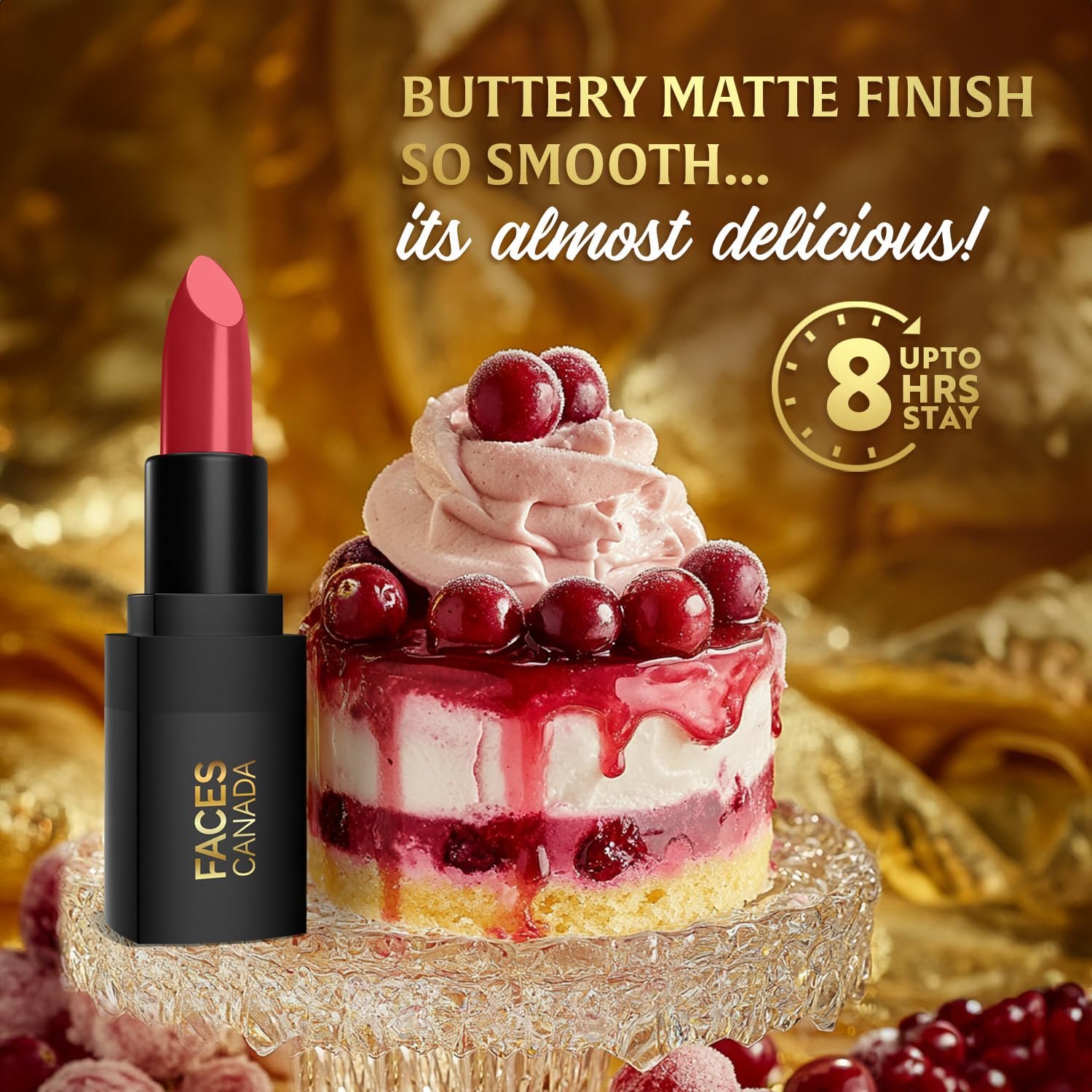 FACES CANADA Comfy Matte Wow Bullet Lipstick - Mulberry Fudge (Pink) 4.2g | Smooth Matte Finish | Highly Pigmented | Long Lasting | Super Hydrating | Glides Effortlessly thumbnail