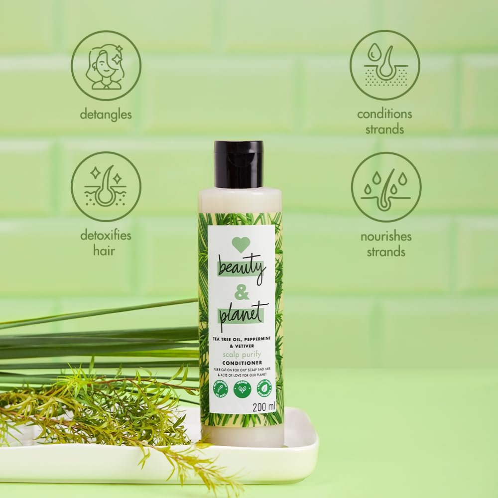 Love Beauty and Planet Tea Tree, Peppermint & Vetiver Conditioner, Nourishing & Refreshing Hair Care, Paraben-Free & Dye-Free Formula, 200ml thumbnail