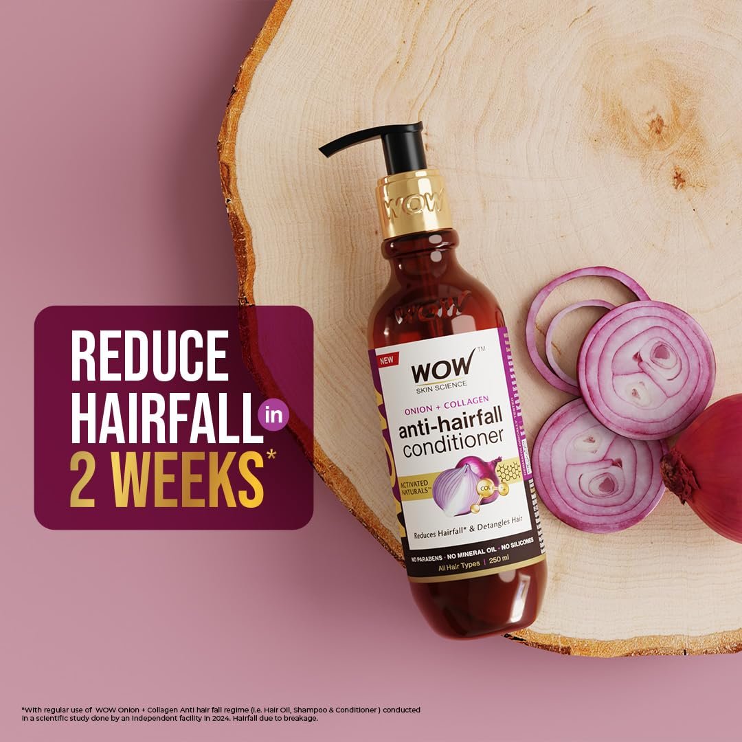 WOW Skin Science Red Onion Black Seed Oil Hair Conditioner With Red Onion Seed Oil Extract, Black Seed Oil & Hydrolyzed Wheat Protein - No Parabens, Mineral Oil, Silicones, Color & Peg 500ml thumbnail
