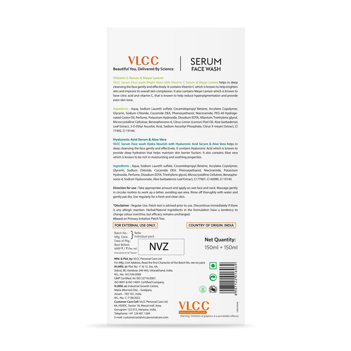 VLCC Vitamin C & Meyer Lemon Serum Facewash - 150 ml to Reduce Pigmentation & Brighten for AM | with Free Hyaluronic Acid & Aloe Vera Serum Facewash - 150 ml thumbnail