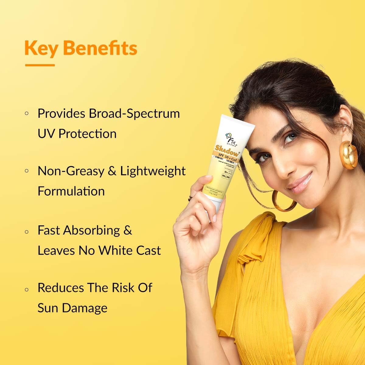 Fixderma Shadow Sunscreen SPF 50+ PA+++ Gel | Sunscreen SPF 50 for Oily, Acne Prone & Normal Skin | Broad Spectrum & UVA & UVB Protection | Lightweight | No White Cast | For Unisex - 75G thumbnail