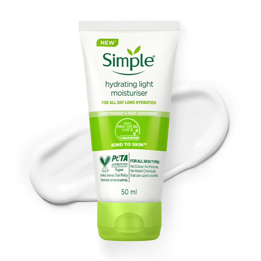 Simple Hydrating Light Moisturiser, 50ml | 12hr Hydration | With Niacinamide, Pro-Vitamin B5, Glycerin & Borage Seed Oil | Lightweight, Non-Greasy Formula | For Soft, Smooth Skin thumbnail