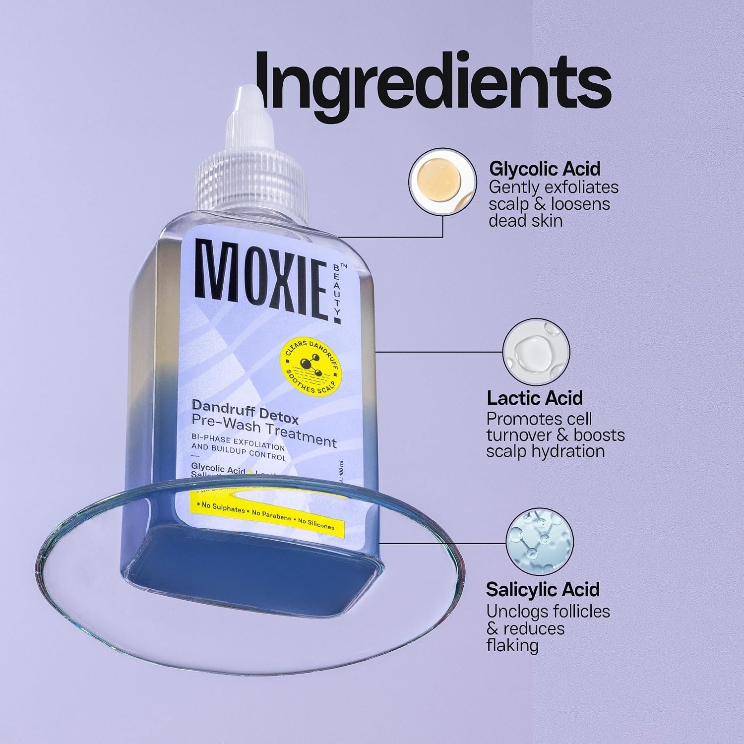 Moxie Beauty Dandruff Detox Pre-Wash Scalp Exfoliator, AHA-BHA Blends | 100ml thumbnail