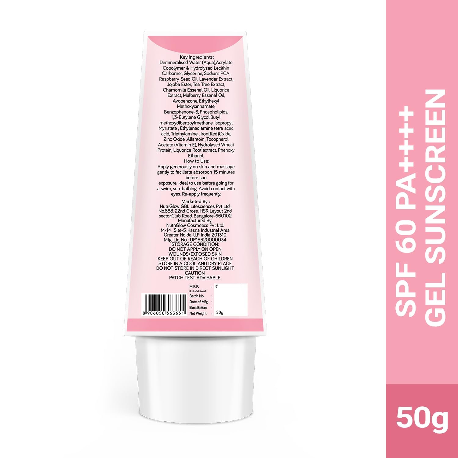 NutriGlow Advanced Organics Hyaluronic Hydrating Shield Gel Sunscreen with SPF60, PA++++ 50g thumbnail