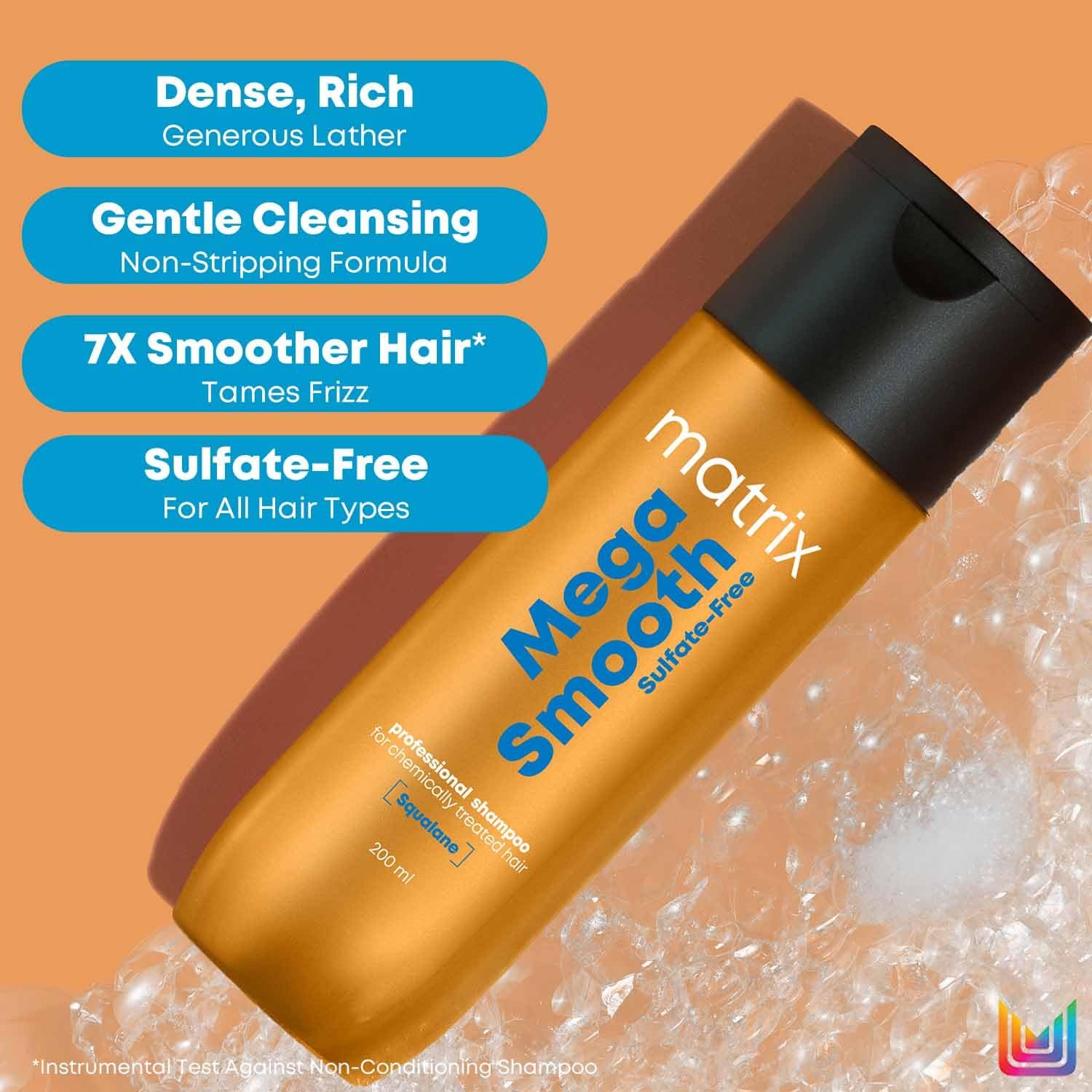 Matrix Professional Mega Smooth Sulfate-free Shampoo with Squalane and Bonding Blend for Gentle Cleansing and Bond Repair| Smoothens Hair | Safe for Chemically Treated Hair thumbnail