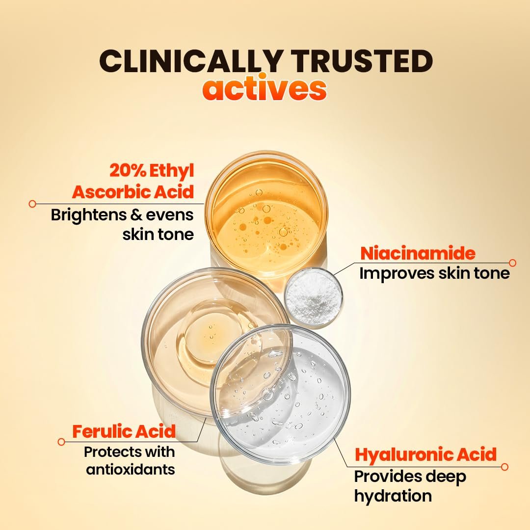 WOW Skin Science 20% Vitamin C Advanced Face Serum | Ethyl Ascorbic Acid + Ferulic Acid + Orange Oil | Brightening, Dark Spot Reduction & Even Skin Tone | 30ml thumbnail