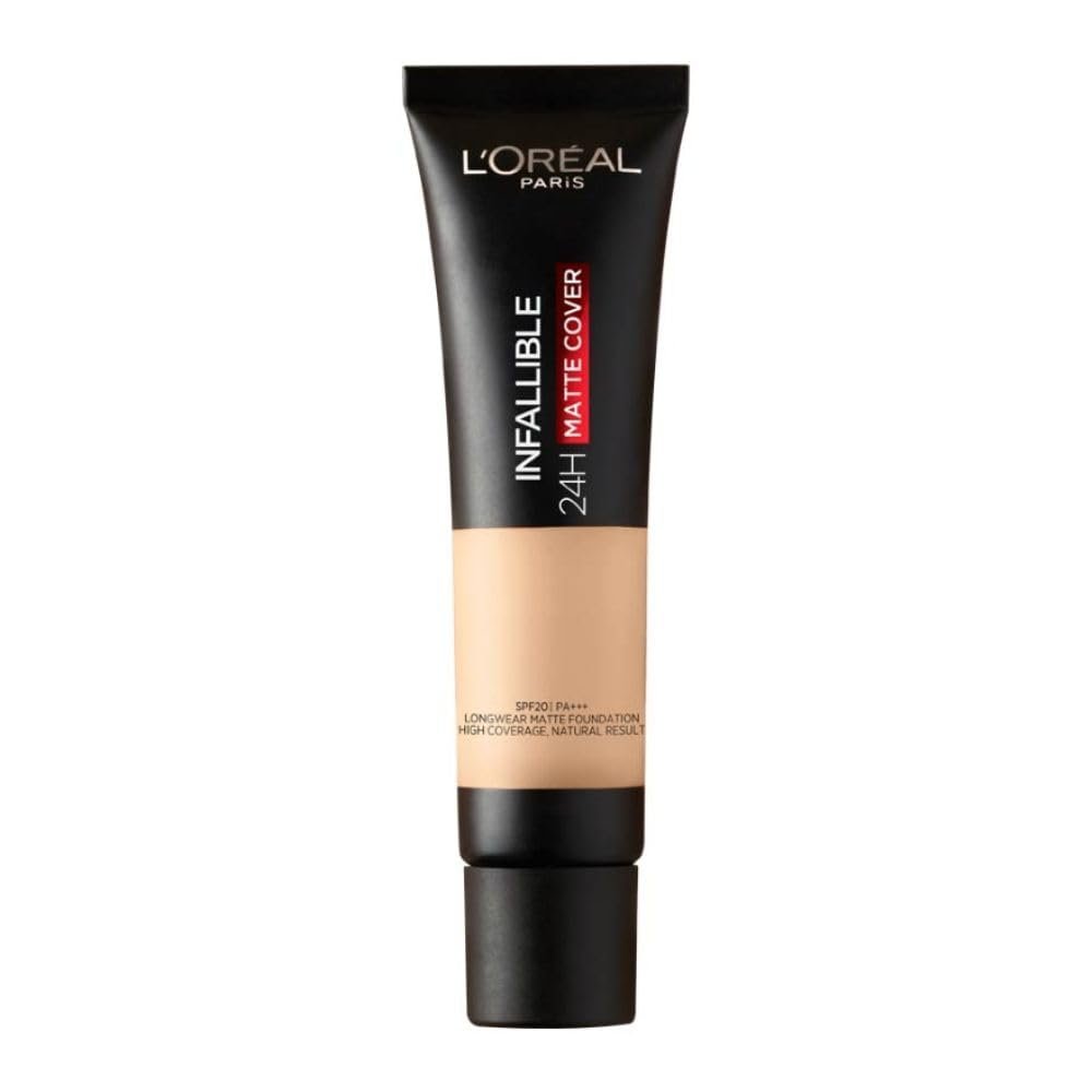 L'OREAL PARIS Liquid Foundation, Waterproof, Sweatproof And Heatproof, Oil-Control, Infallible 32H Matte Cover, 125 WARM UNDERTONE, 30 Ml