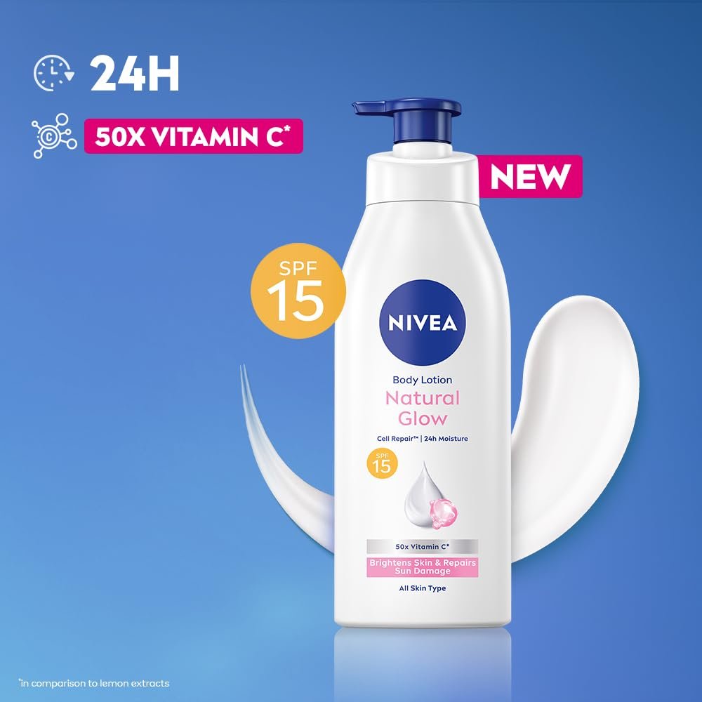 NIVEA Natural Glow Cell Repair Body Lotion with SPF 15 And UV A & B Filters 400ml thumbnail