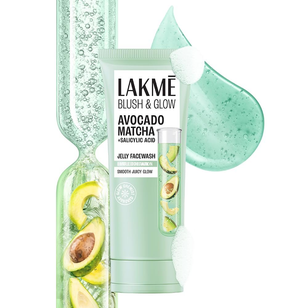 LAKME Blush & Glow, Gentle Jelly Face Wash, 100 g, for Fresh Visible Glow, with Avocado Matcha & Salicylic Acid, Unclogs Pores Effectively, Ideal for Oily & Combination Skin thumbnail