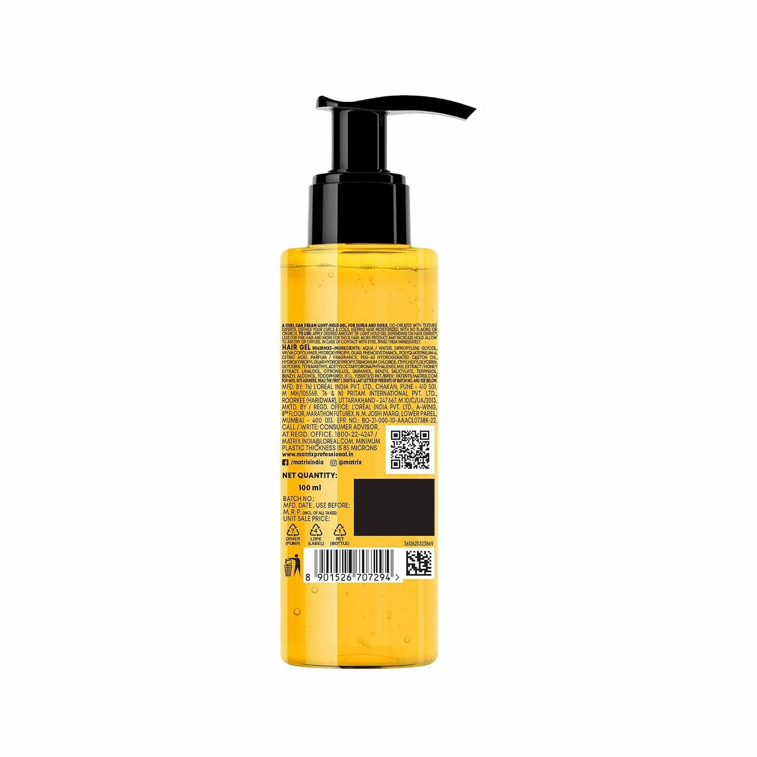 Matrix Professional A Curl Can Dream Light-Hold Gel | Nourishes & Defines Wavy, Curly Hair| Enriched with Manuka Honey Extract |Waves & Curls Styling |No Flaking Or Crunch 100ml thumbnail