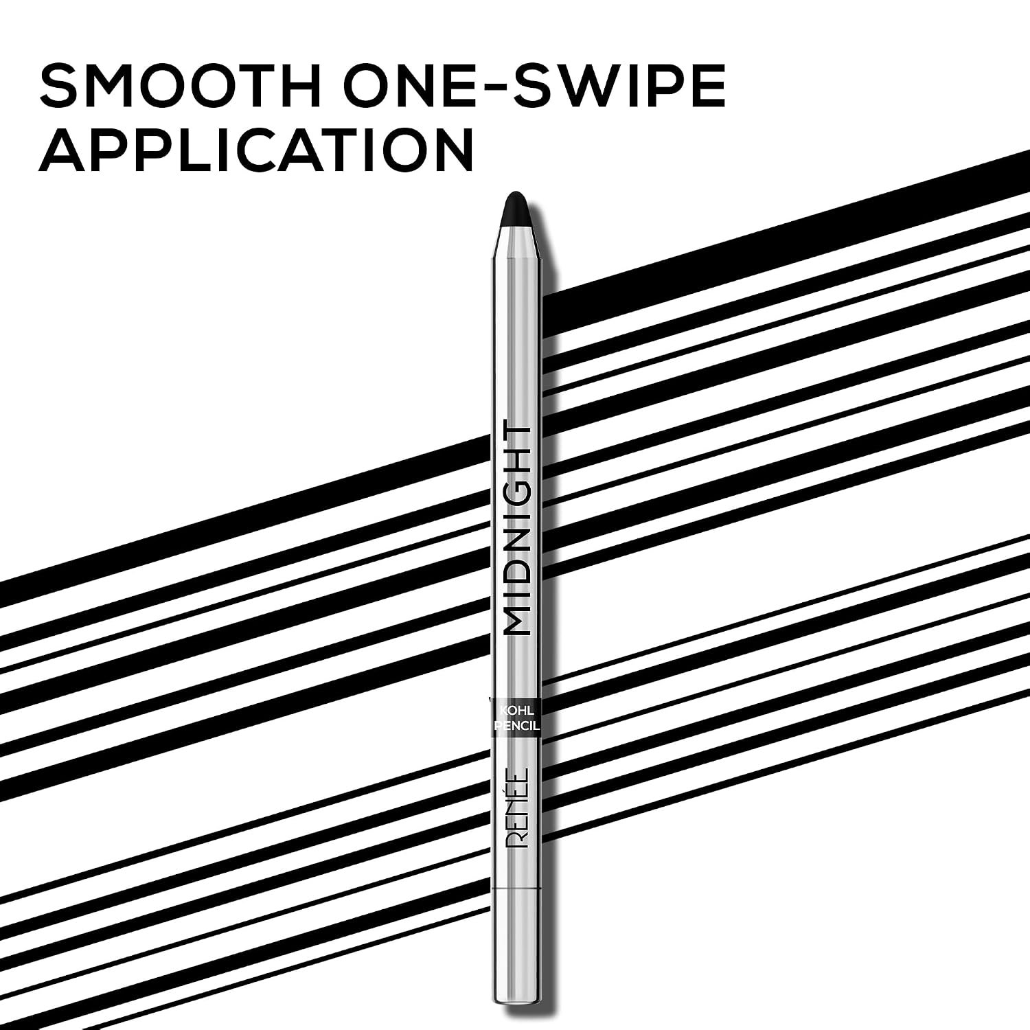 RENEE Midnight Kohl Kajal Pencil | Waterproof, Smudgeproof With Sharpener | 24 Hours Long Stay | Darkest Black | One Swipe Application | Vitamin E, Olive Oil and Castor Oil | Matte Finish thumbnail