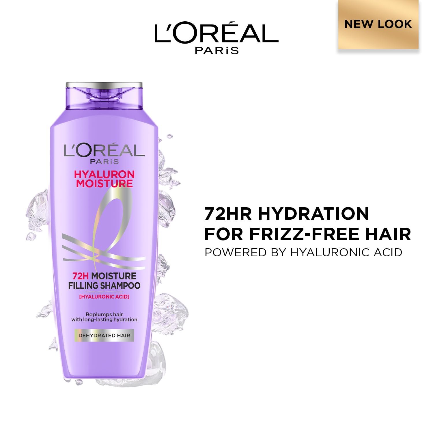 L'Oreal Paris Moisture Filling Shampoo, With Hyaluronic Acid, For Dry & Dehydrated Hair, Adds Shine Bounce, Hyaluron 72H, 340Ml. thumbnail