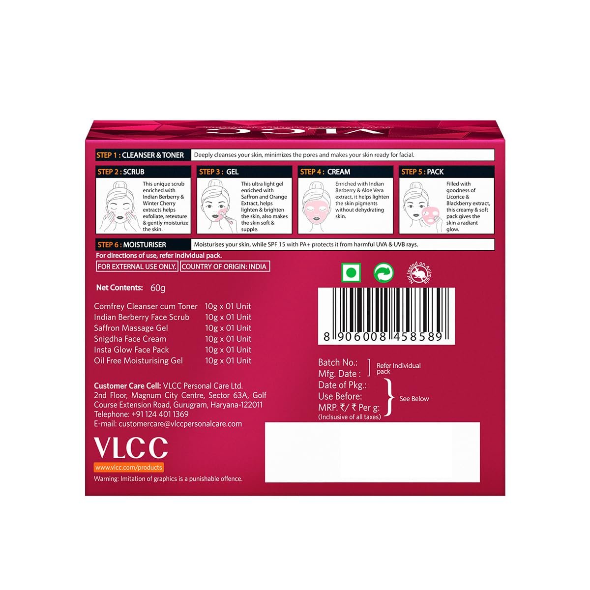VLCC Party Glow Facial Kit - 60g | Intense Glow For Clear, Bright Skin | Special Occasion at Home Facial | With Indian Berberry, Saffron, Mulberry, and Hazlenut thumbnail